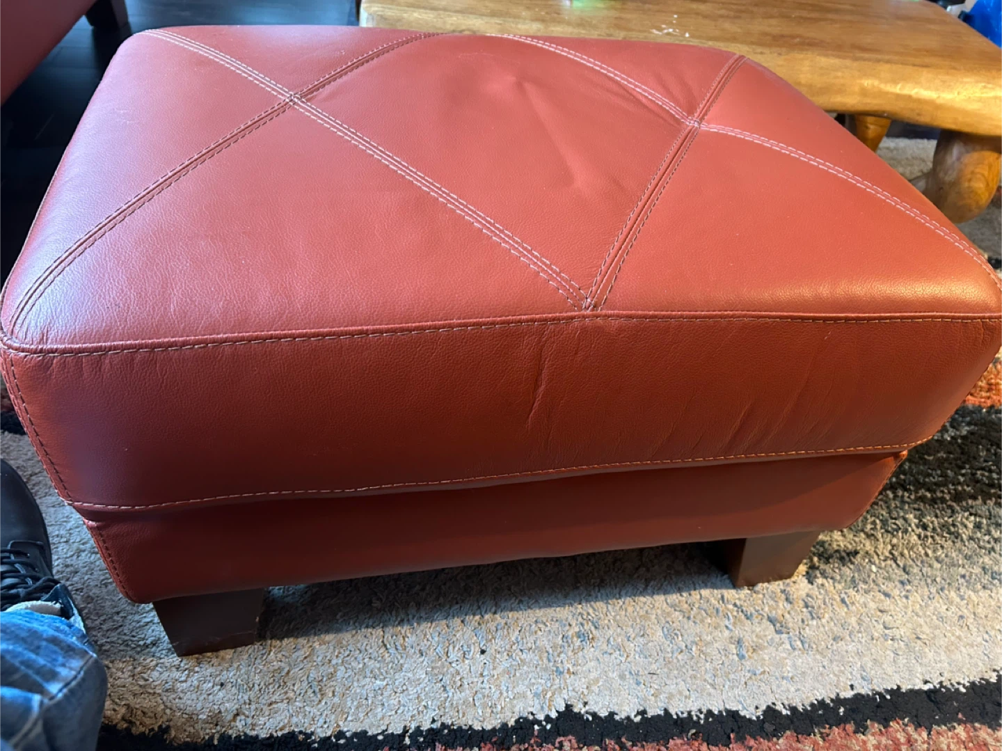Leather Couches and Ottoman (orange) - photo 4