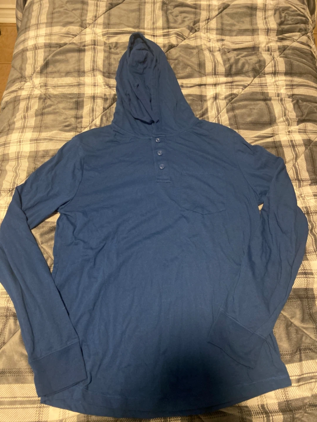 Mens Hooded Long Sleeve Shirt Size Medium