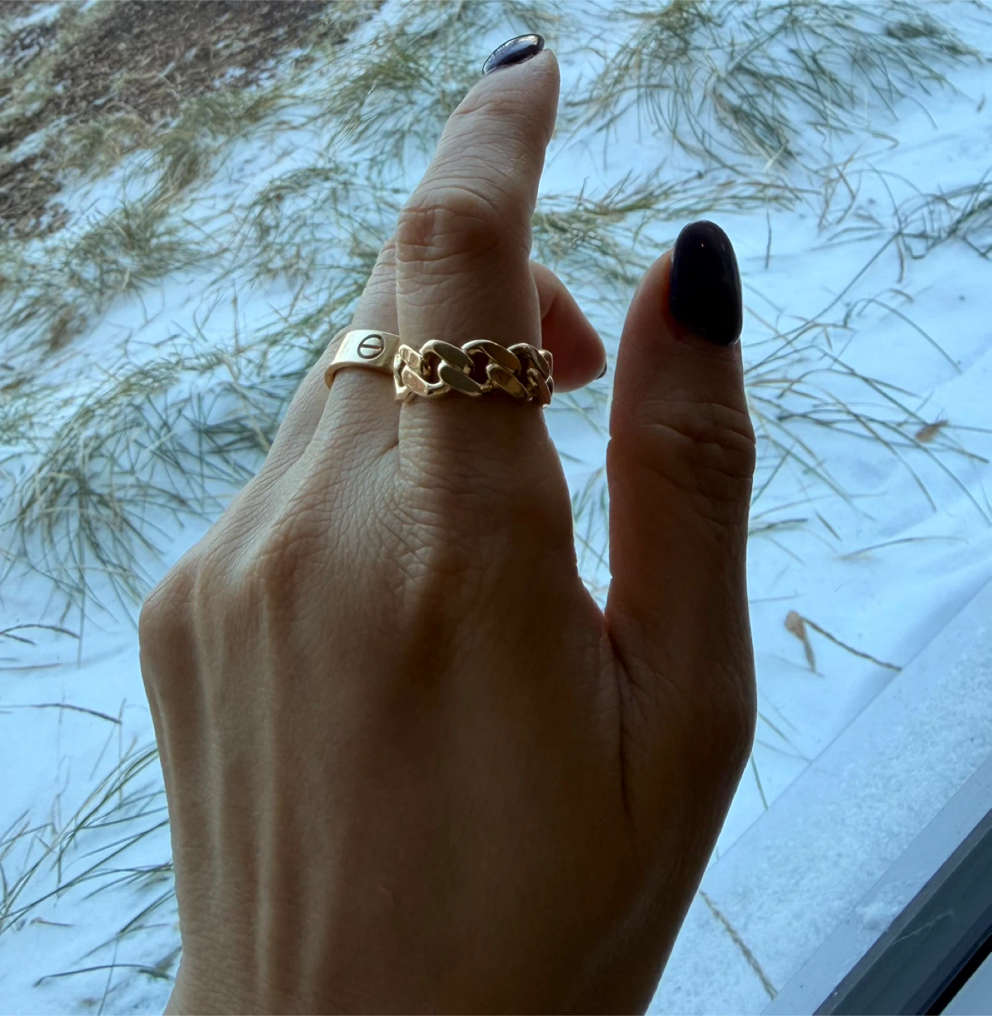 18k Gold Chain Ring - Size 6.5 - photo 3