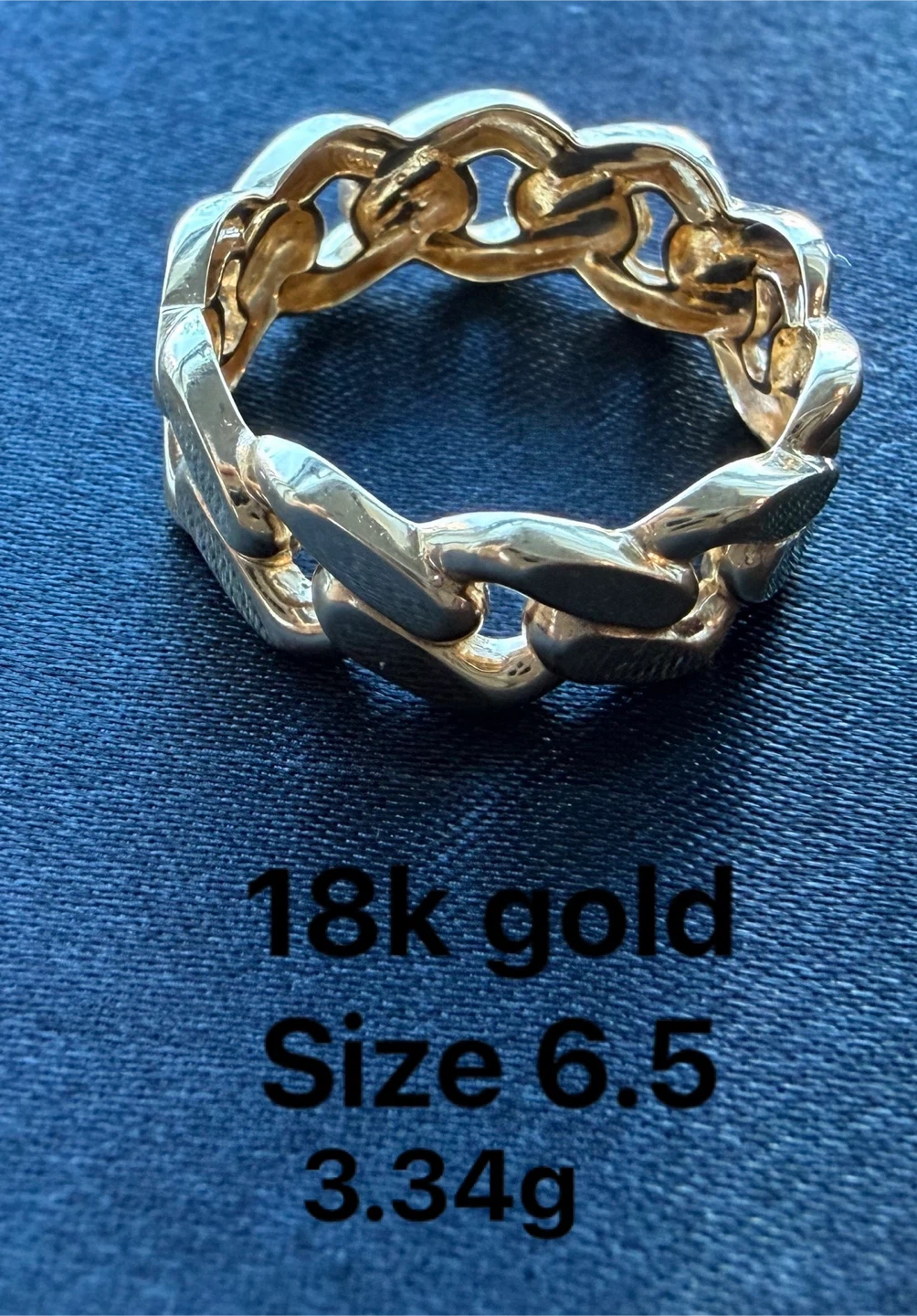18k Gold Chain Ring - Size 6.5