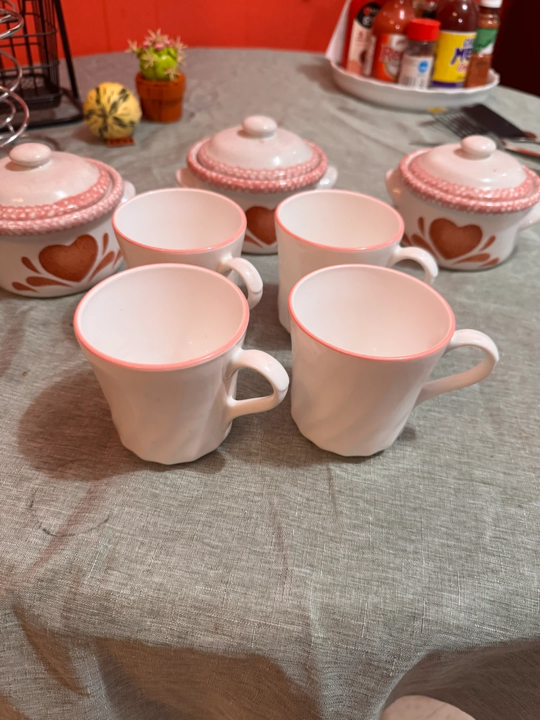 Valentines Sale! Ceramic Soup Bowls & Mugs Set 🥕