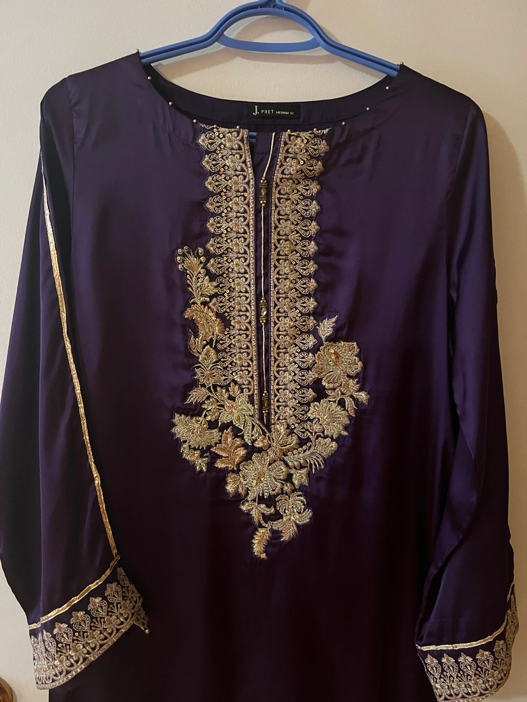 J.Pret Purple Embroidered Kurti - Size M - photo 2