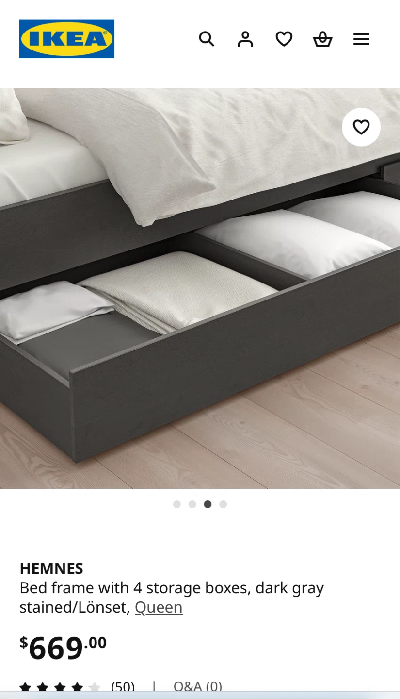 IKEA Hemnes Queen Bed Frame with 4 Storage Boxes - photo 2