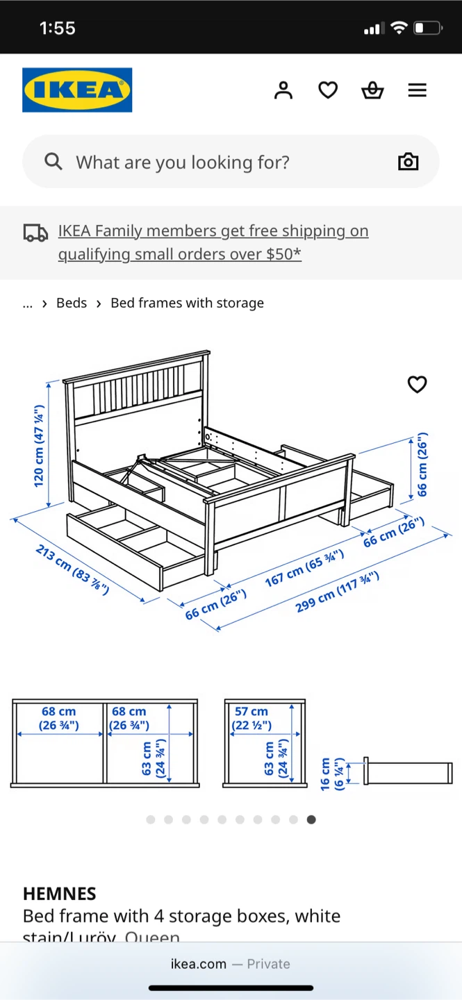 IKEA Hemnes Queen Bed Frame with 4 Storage Boxes - photo 4