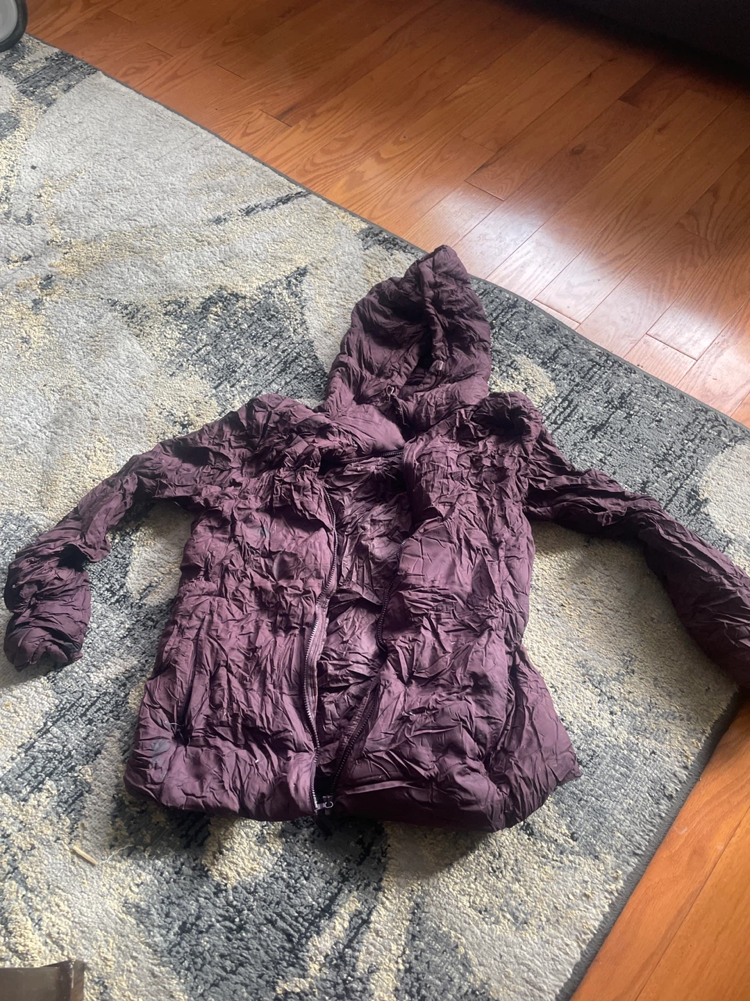 Purple Crinkled Hooded Jacket women