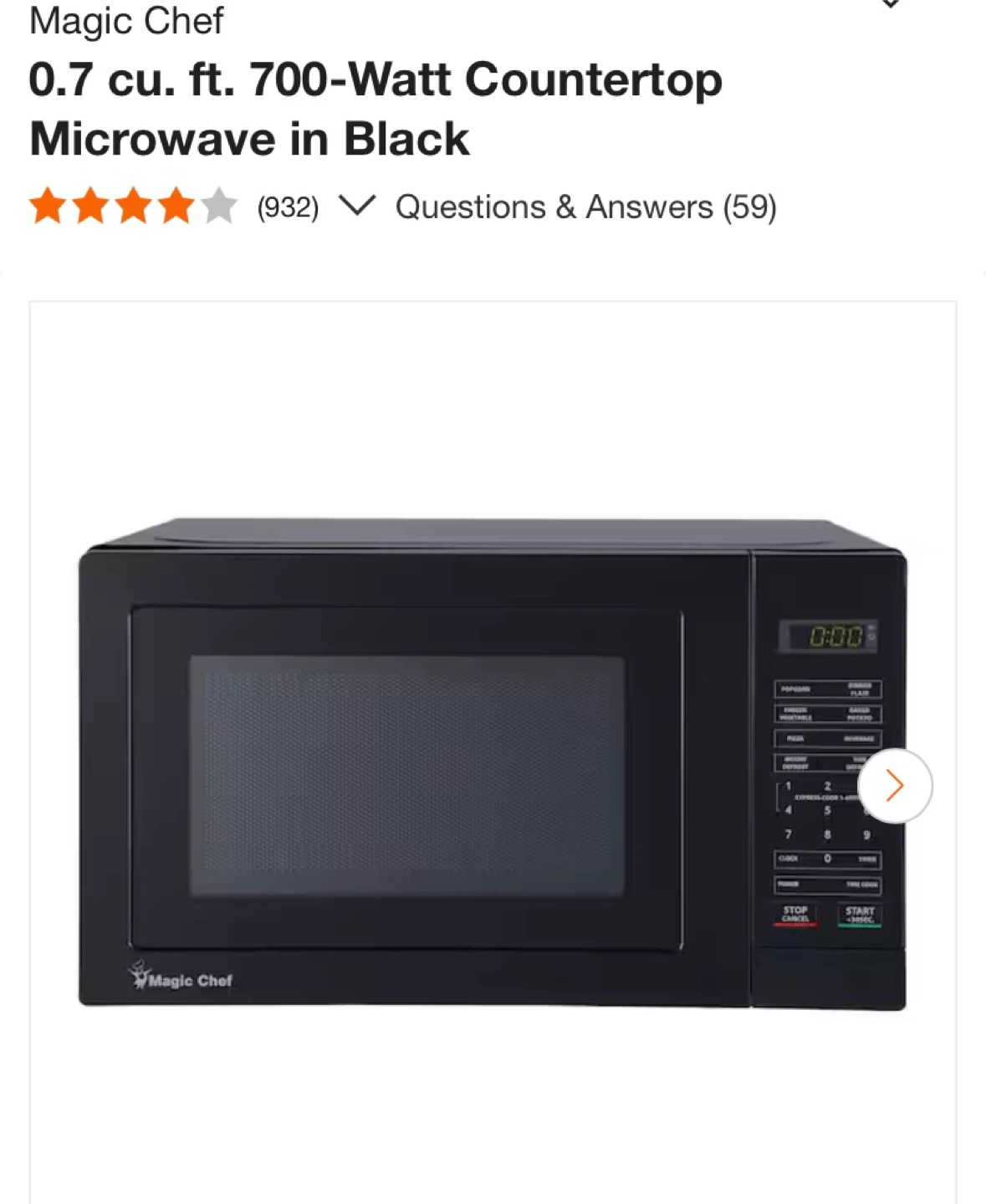 Magic Chef 0.7 cu. ft. 700-Watt Countertop Microwave - Black