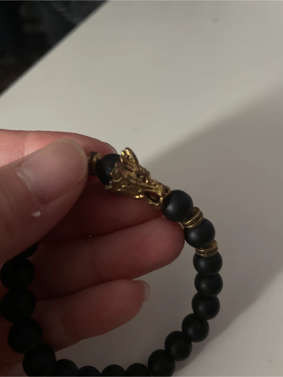 Dragon Head Black Beaded Bracelet - photo 2