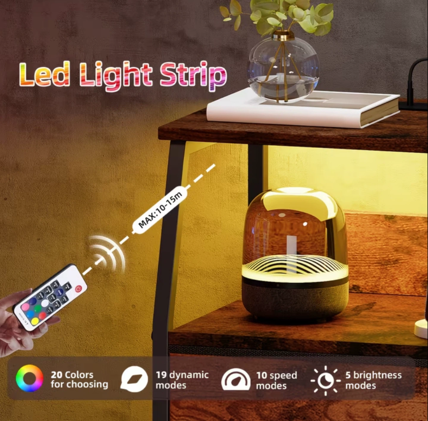 White 5-Drawer Dresser with LED Light Strip - photo 3