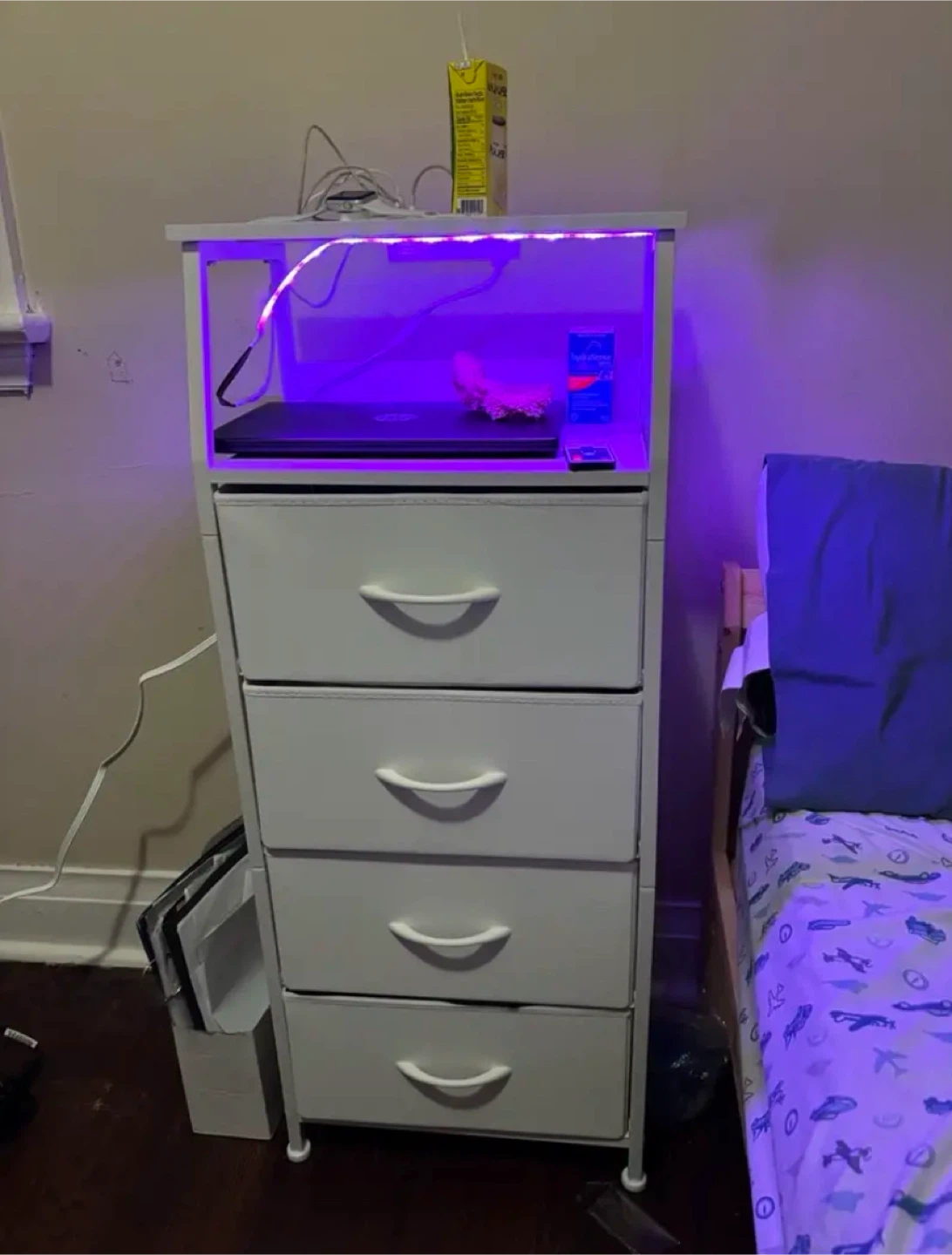 White 5-Drawer Dresser with LED Light Strip - photo 5