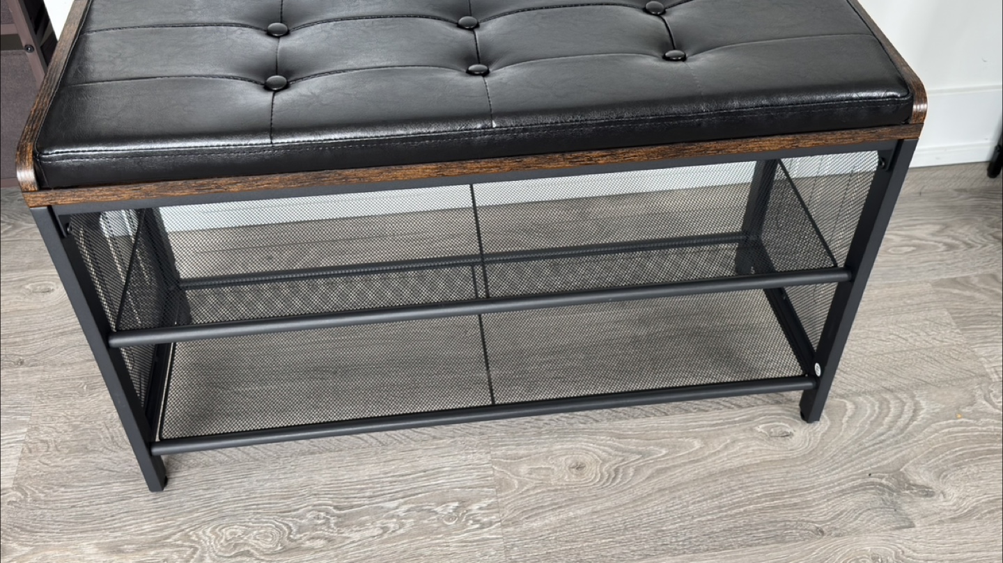 VASAGLE Shoe Bench, Padded Storage Bench with Mesh Shelf - photo 5