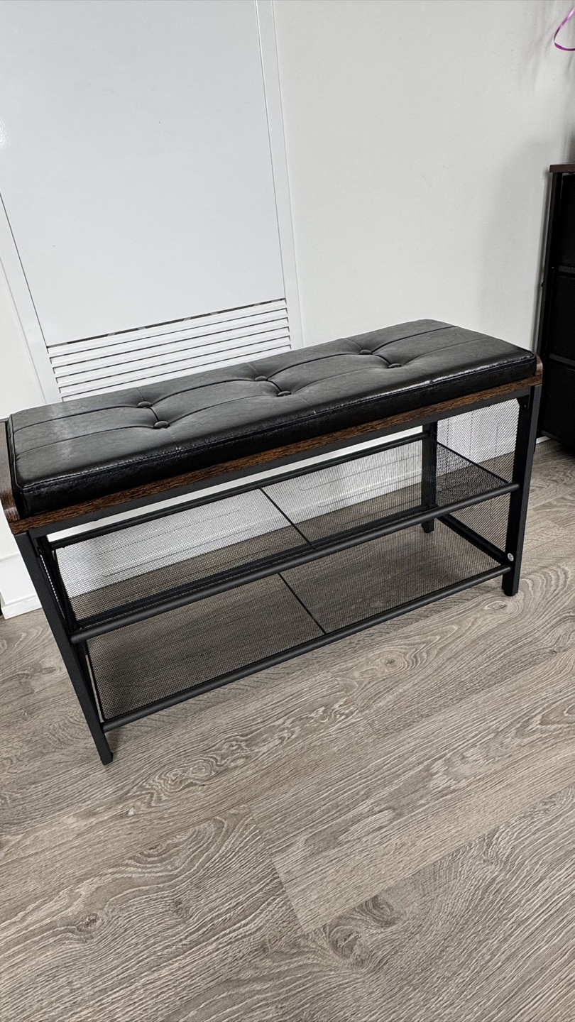 VASAGLE Shoe Bench, Padded Storage Bench with Mesh Shelf - photo 2