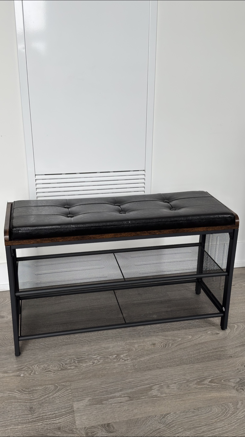 VASAGLE Shoe Bench, Padded Storage Bench with Mesh Shelf - photo 4