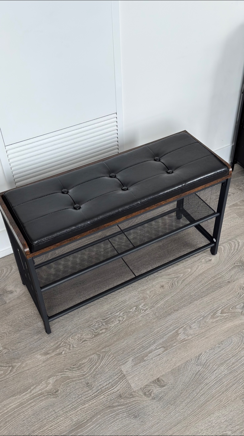 VASAGLE Shoe Bench, Padded Storage Bench with Mesh Shelf - photo 3