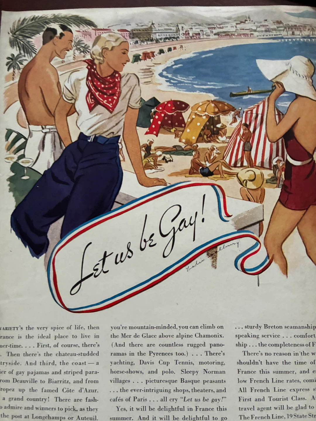 "Let us be Gay" art deco ad 1932 FRENCH LINE STEAMSHIP CRUISE - photo 5