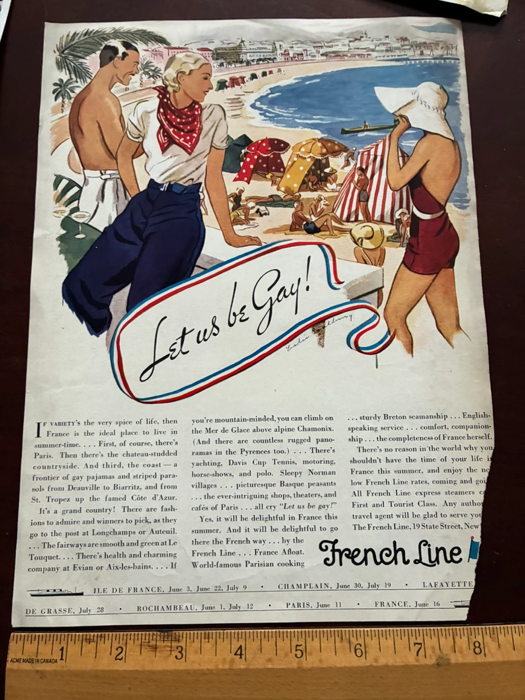 "Let us be Gay" art deco ad 1932 FRENCH LINE STEAMSHIP CRUISE - photo 4