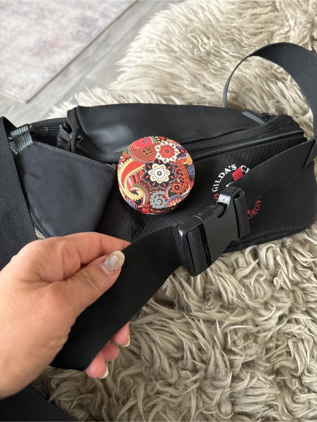 Cross body bag for running and empty candle box
