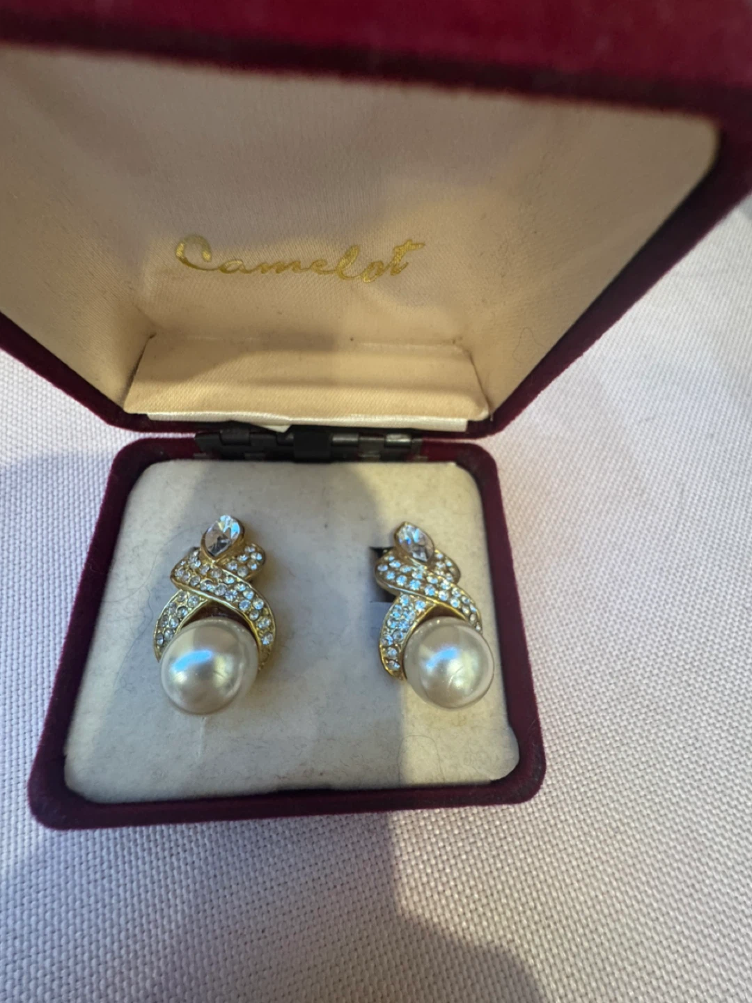 Camelot Pearl & Rhinestone Earrings