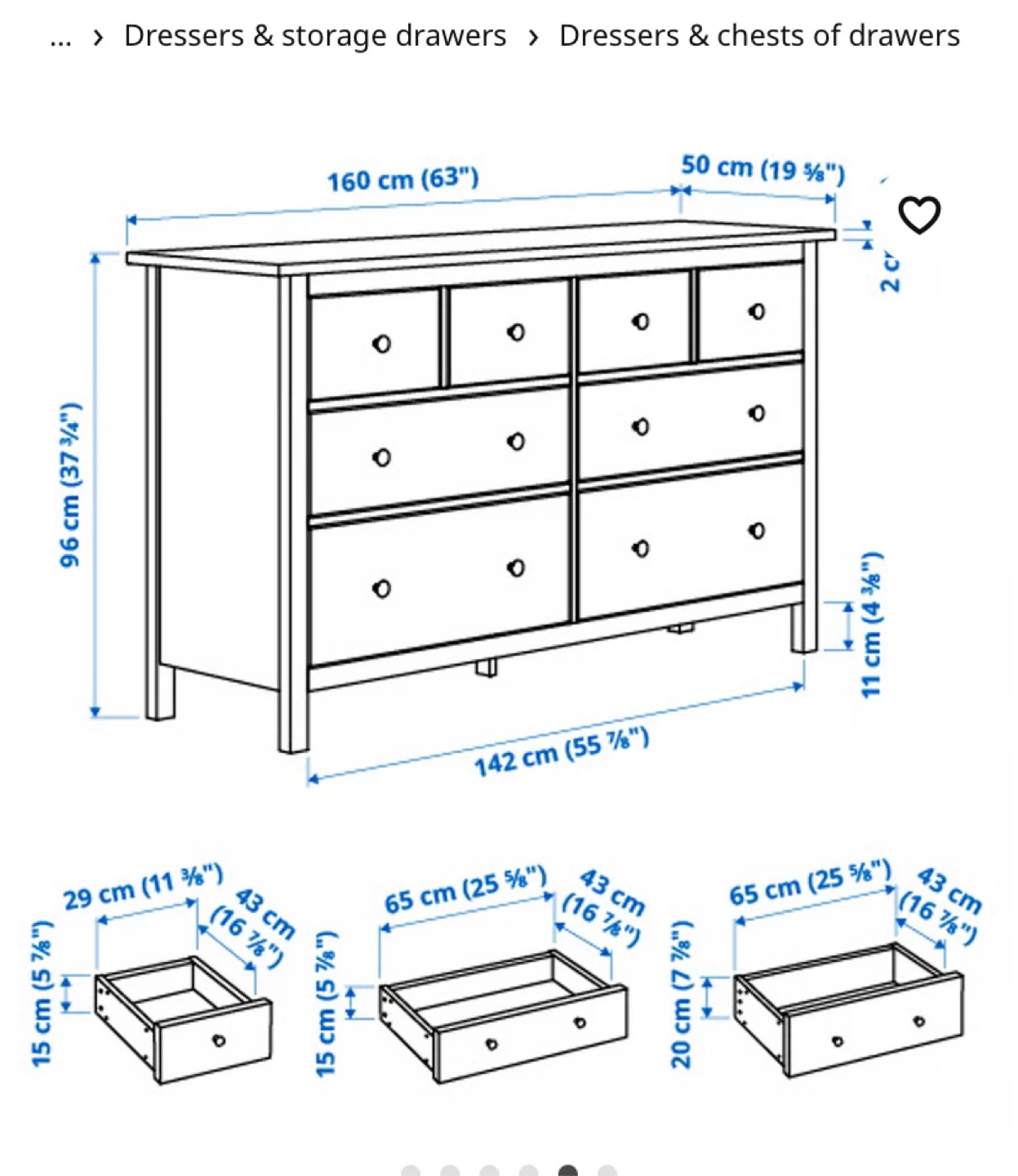 IKEA Hemnes White Stain Dresser - 8 Drawers - photo 3