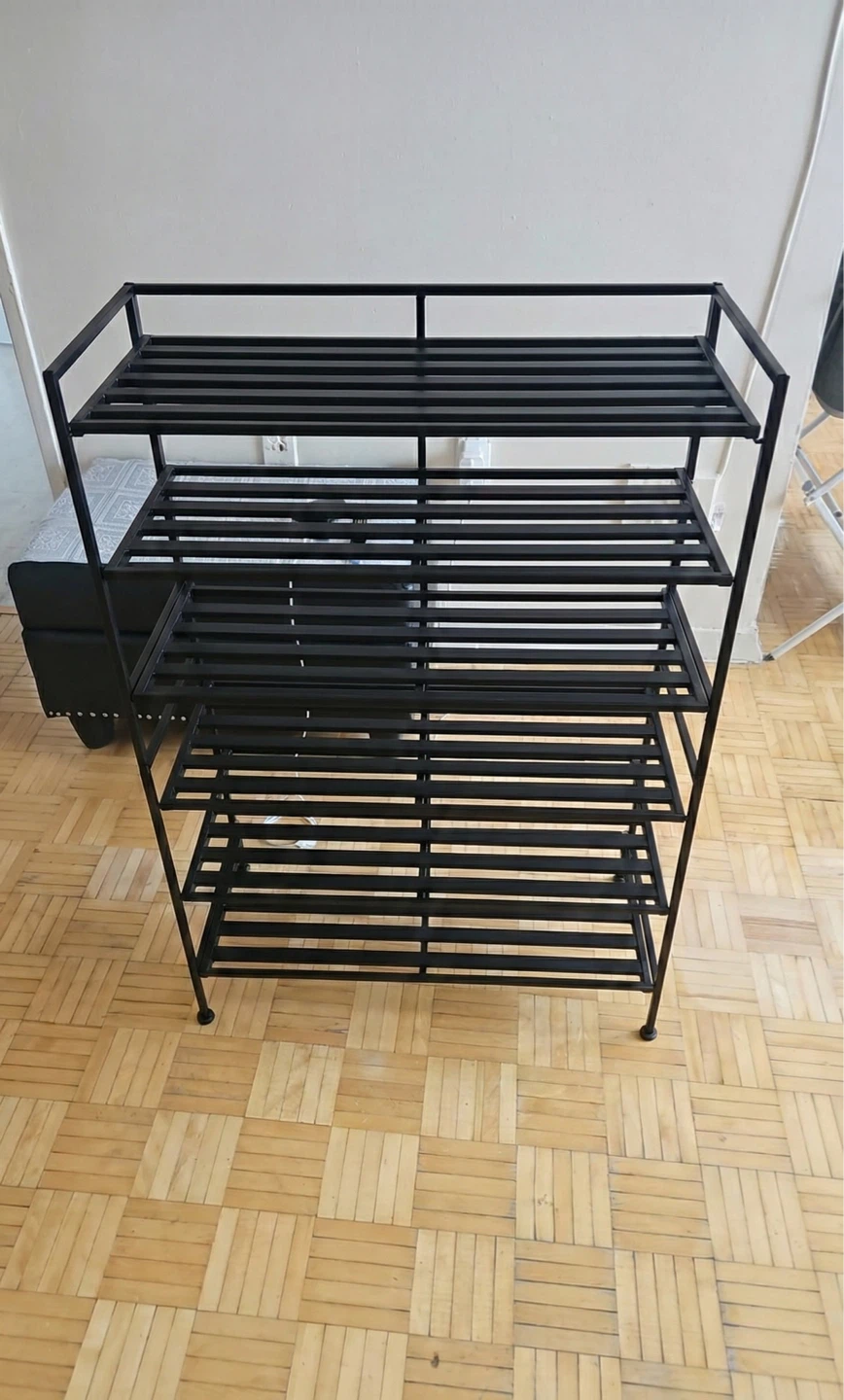 Black Metal 6-Tier Shoe Rack (Multipurpose)