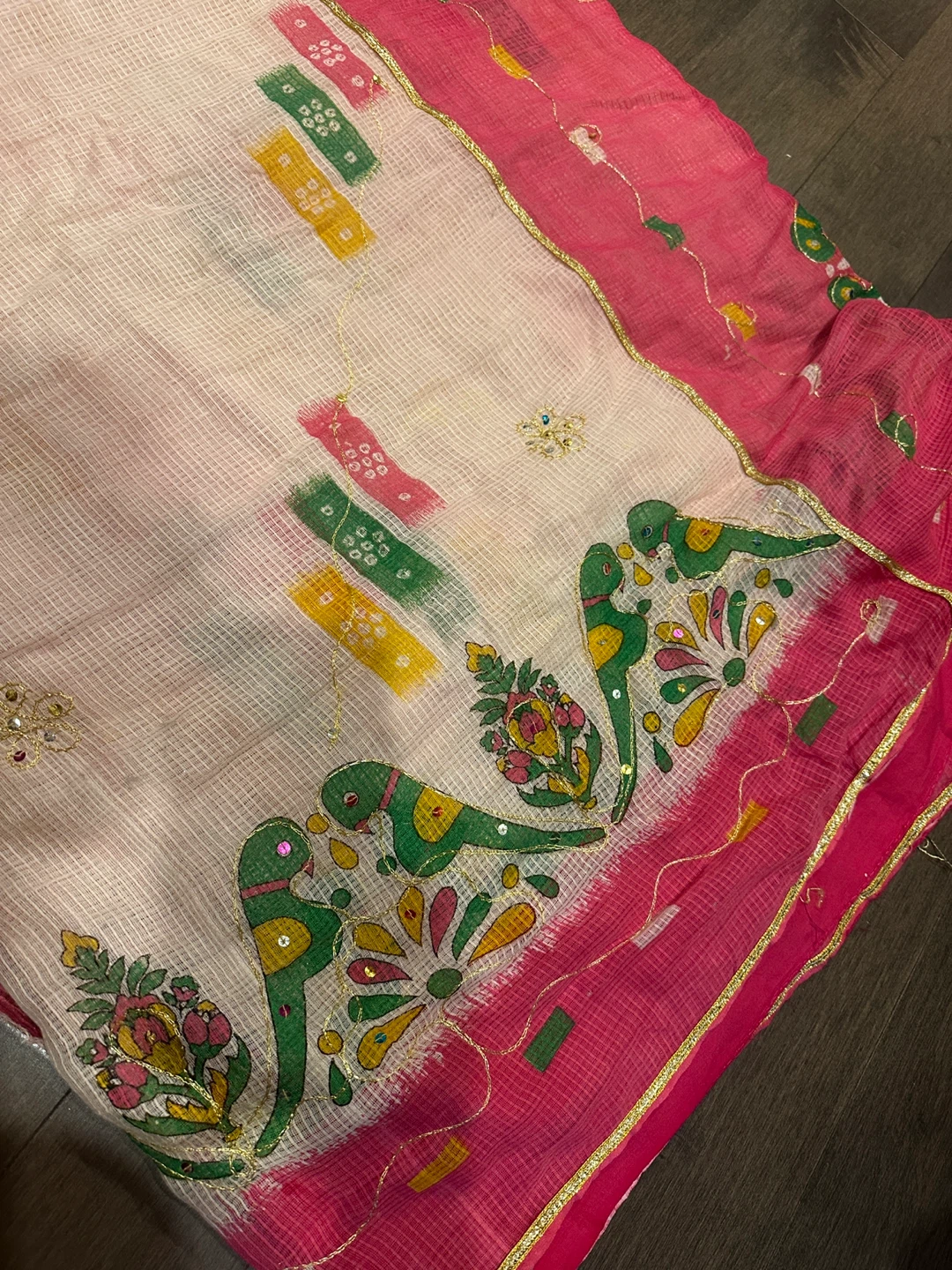 Pink Embroidered saree - photo 2
