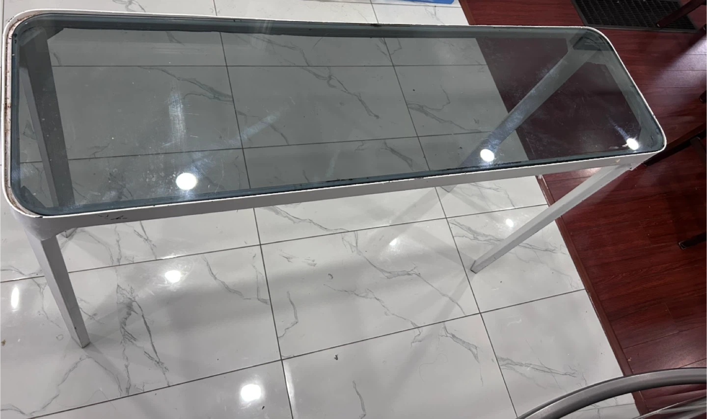 Glass Top Console Table - White Frame - photo 3
