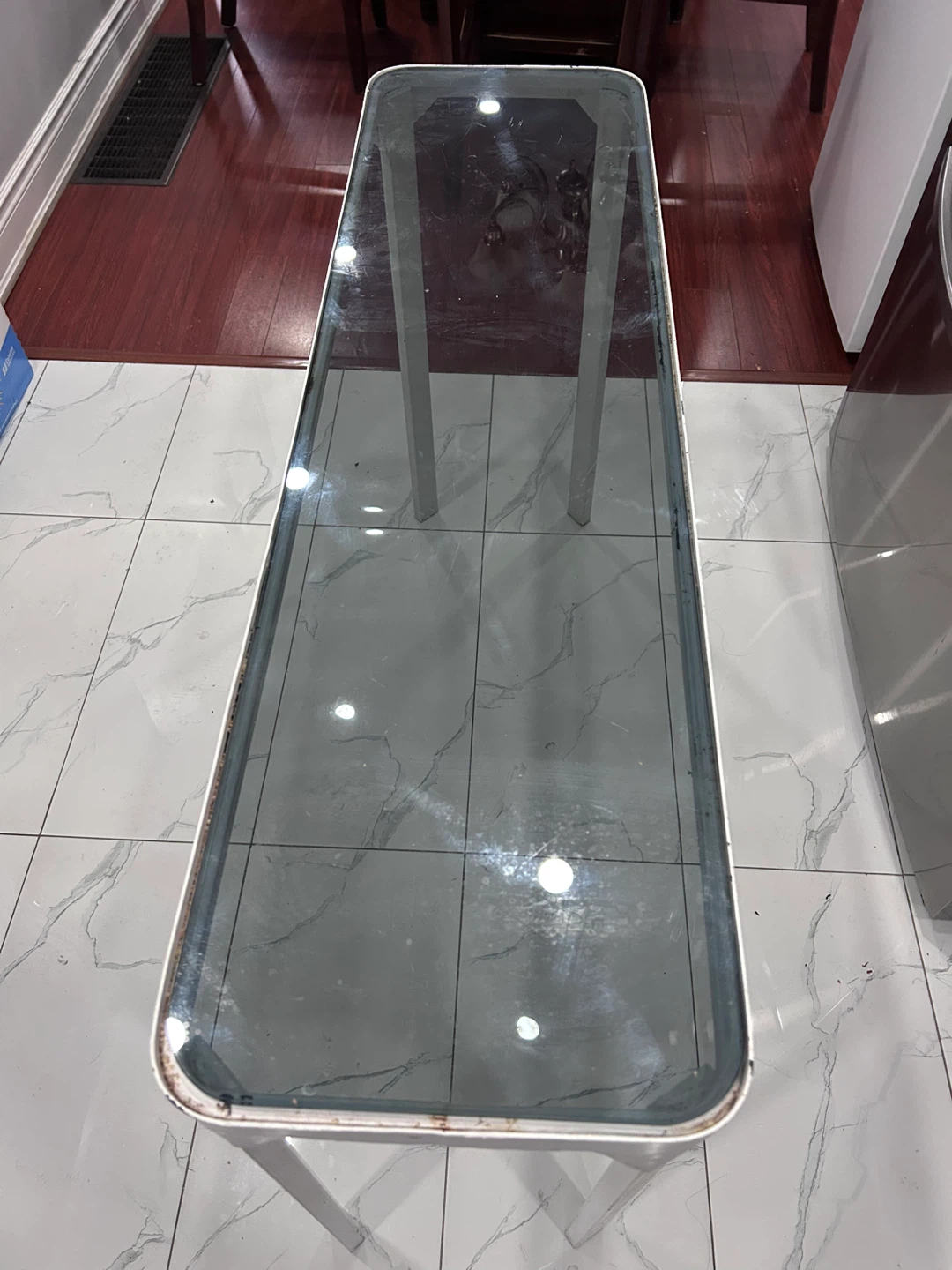Glass Top Console Table - White Frame - photo 2