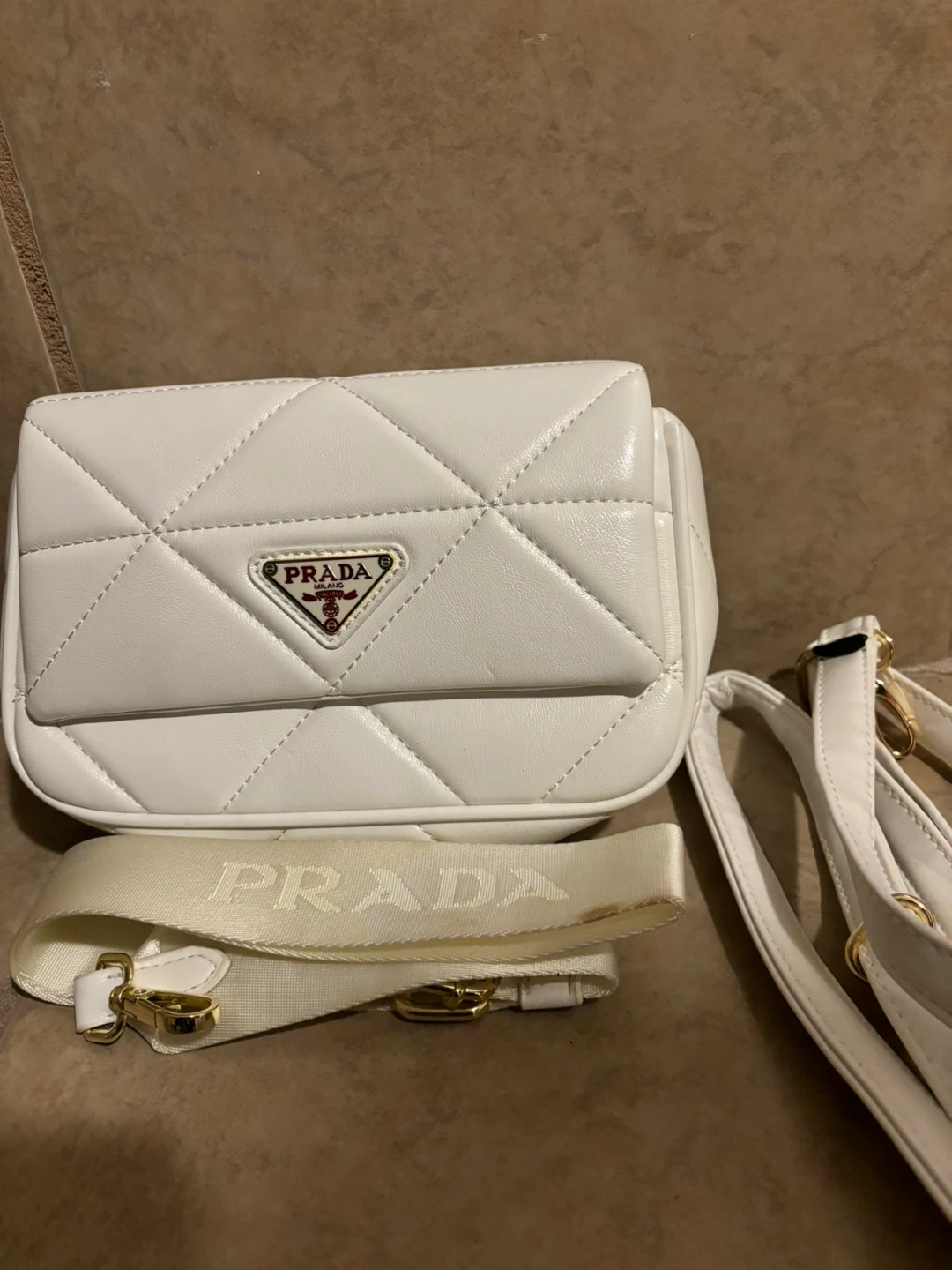 Prada White Quilted Leather Shoulder Bag