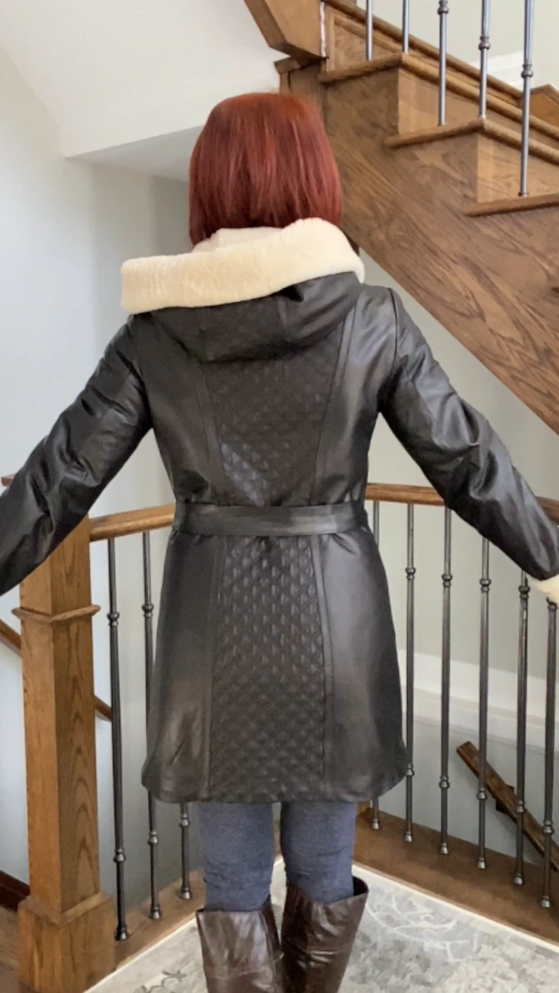 Dellera Black Leather Shearling Jacket - photo 3