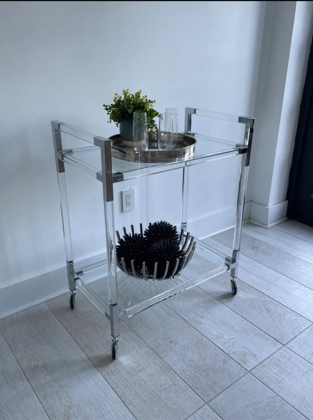 Acrylic Bar Cart with Wheels