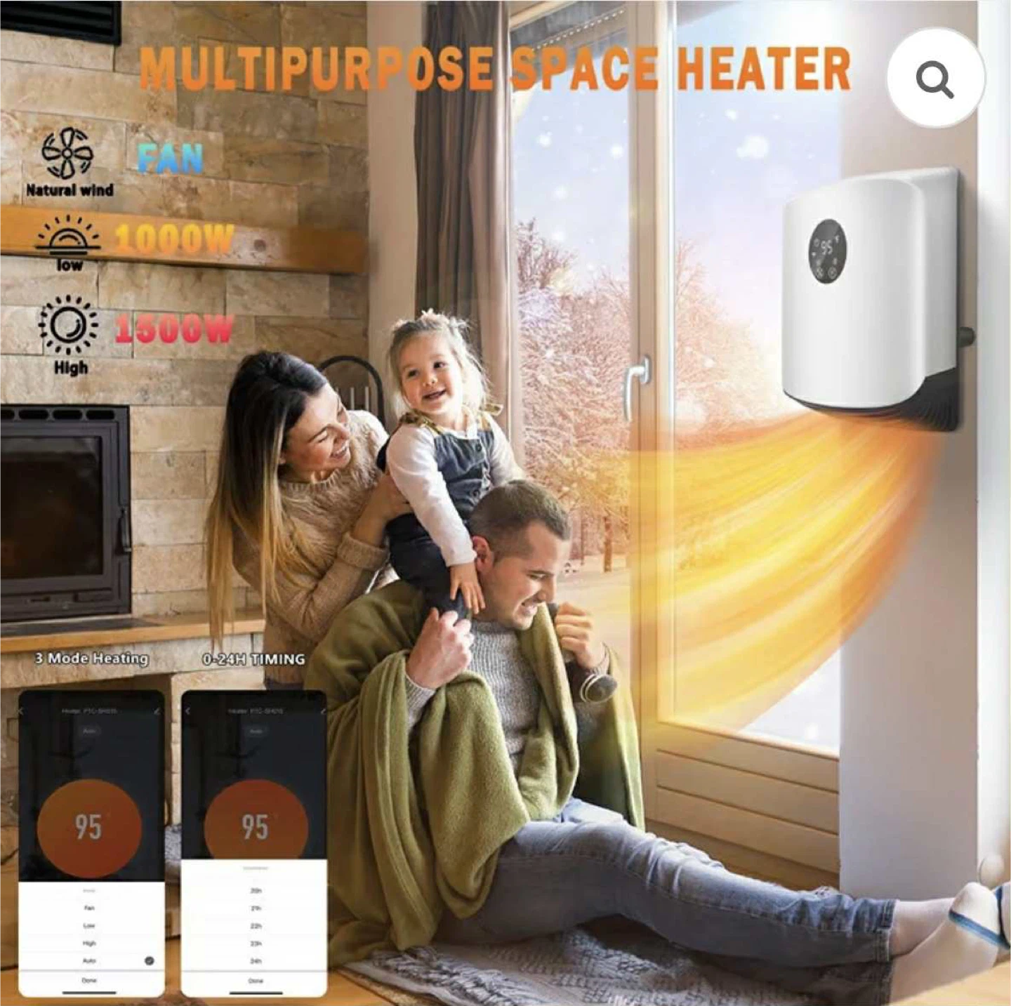 Wall Mounted Space Heater 1500W – WiFi & Remote Control - photo 4