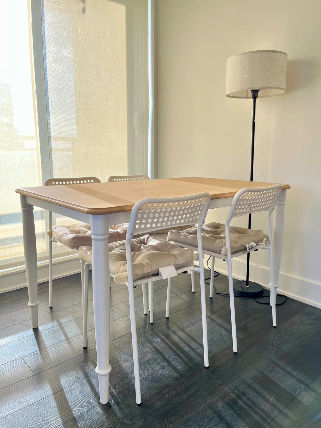 IKEA Dining Table - Oak with FREE 4 chairs and chair pads