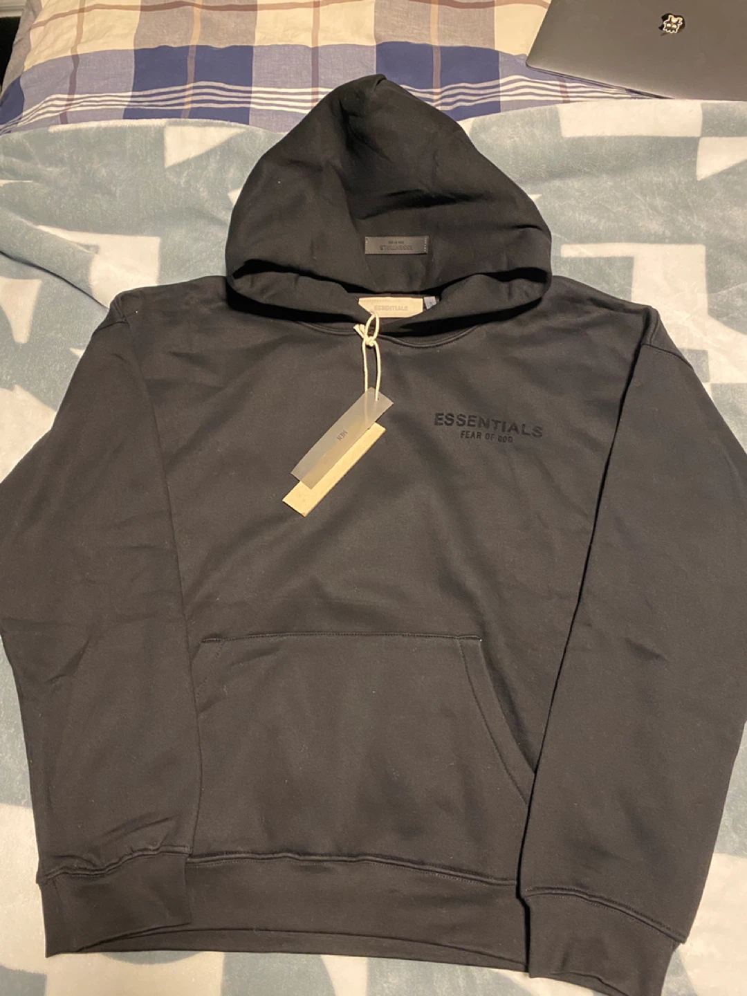 Essentials Fear of God Black Hoodie, Size S
