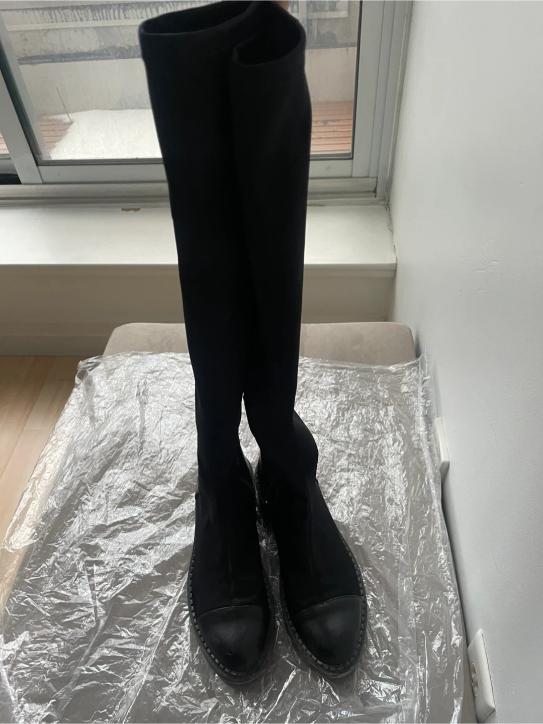 Zara Black lug sole Knee High Boots. Size 38, 7-7.5 - photo 2