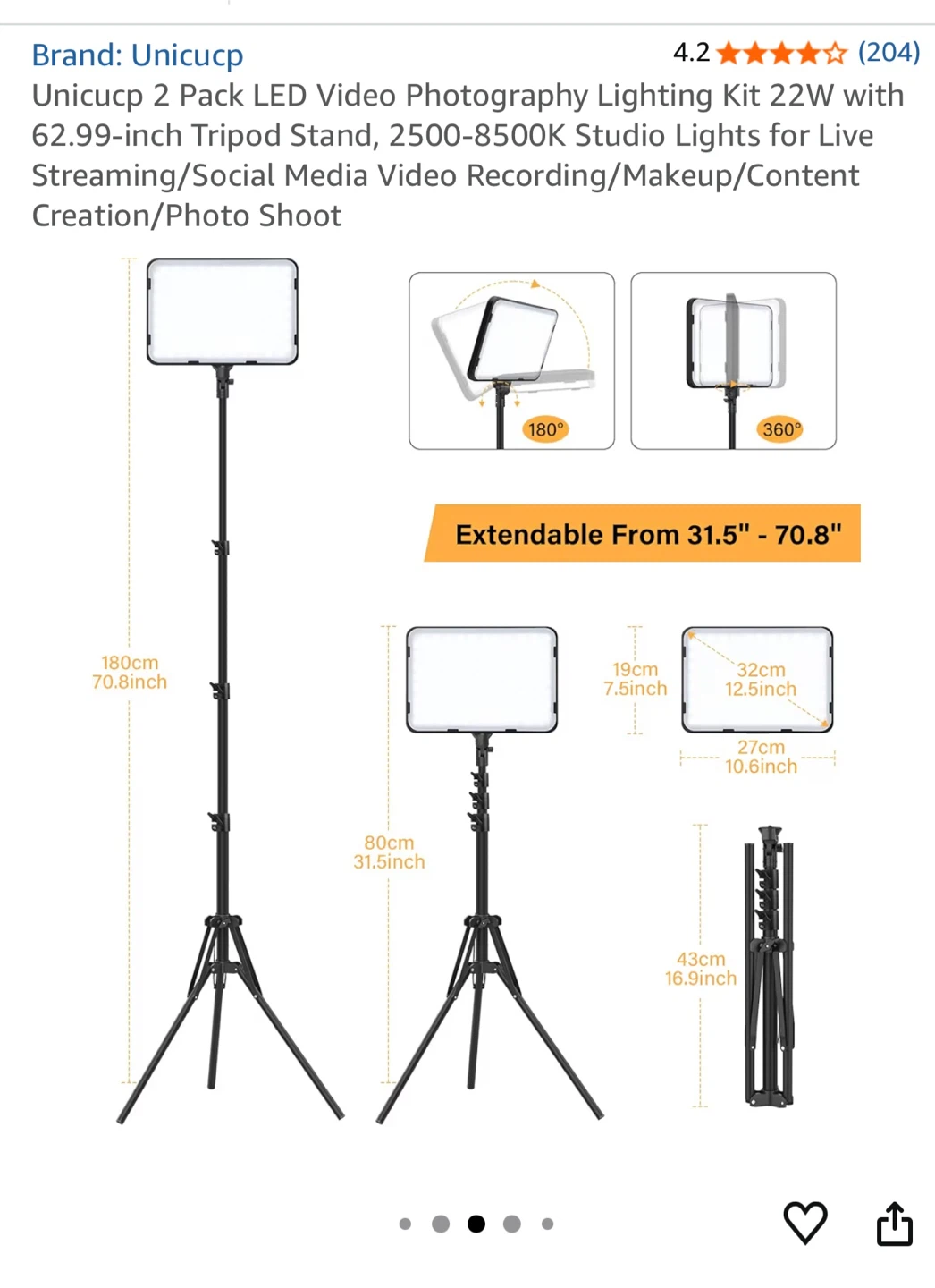 LED Video Photography Lighting Kit 22W - photo 4