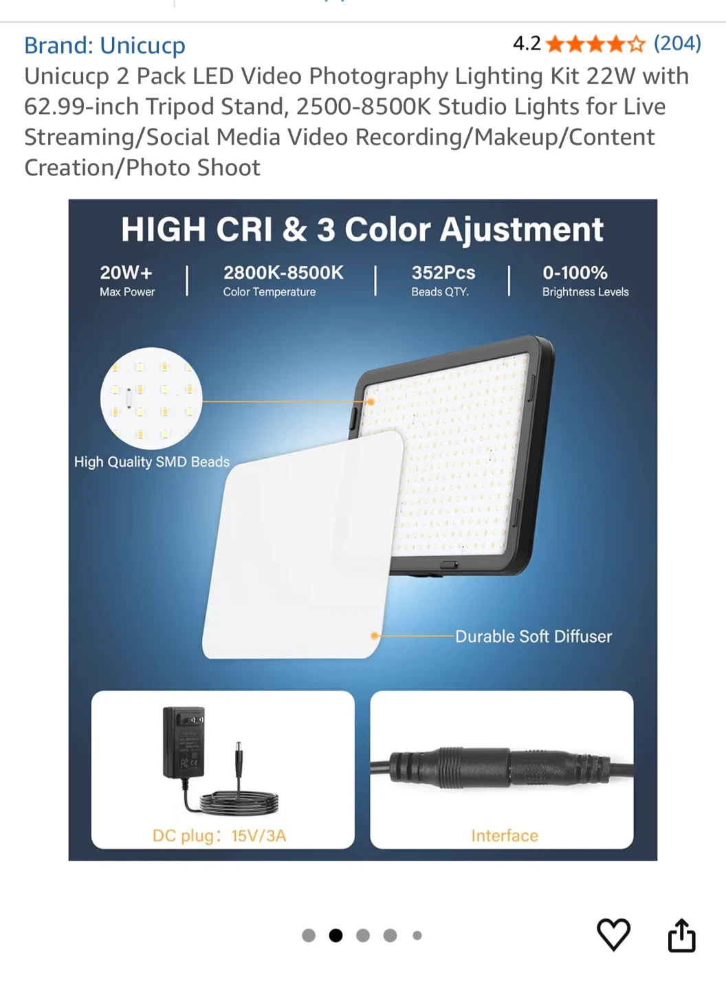 LED Video Photography Lighting Kit 22W - photo 3