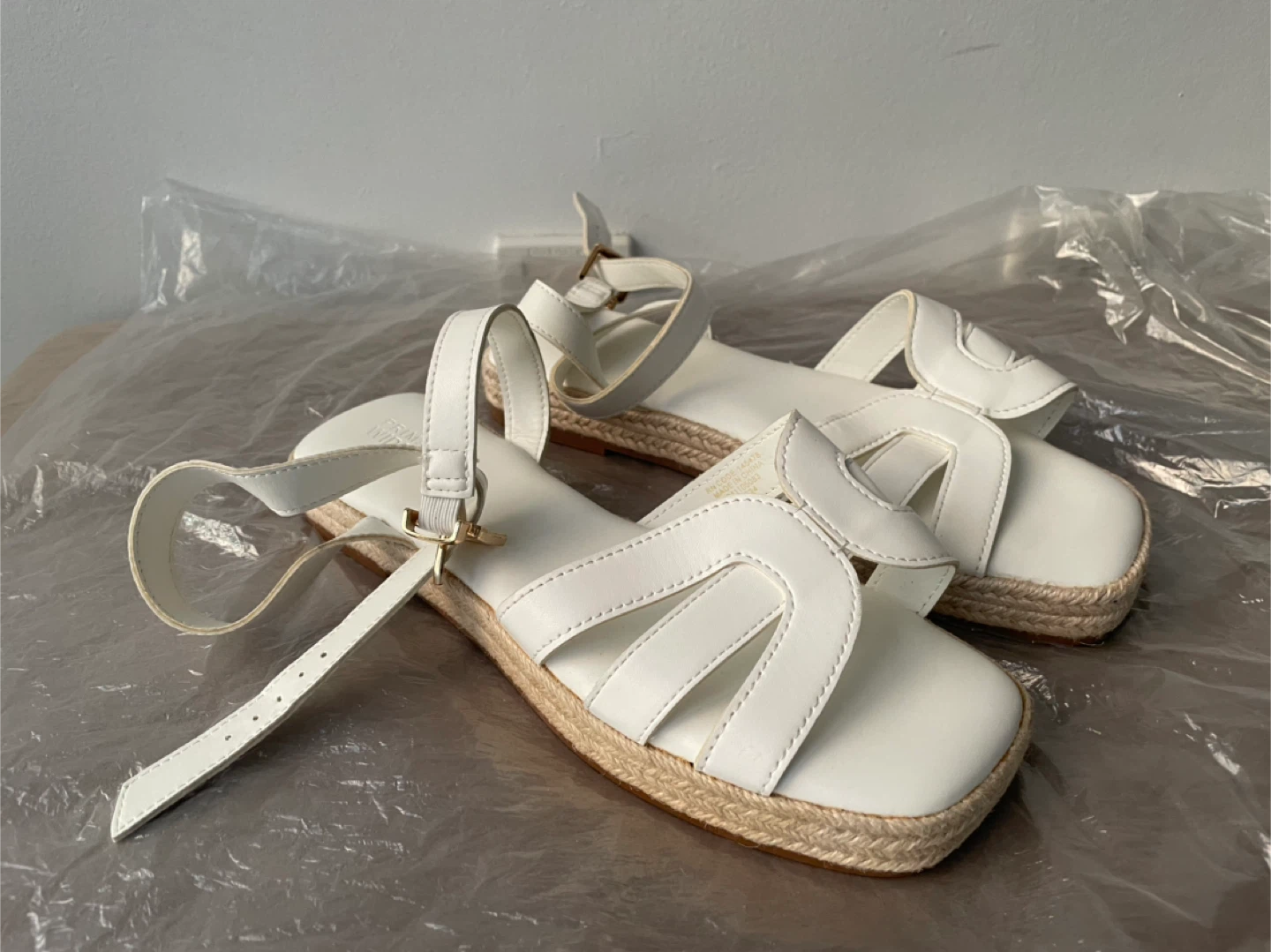Primark White Espadrille Sandals. Size 38, 7-7.5