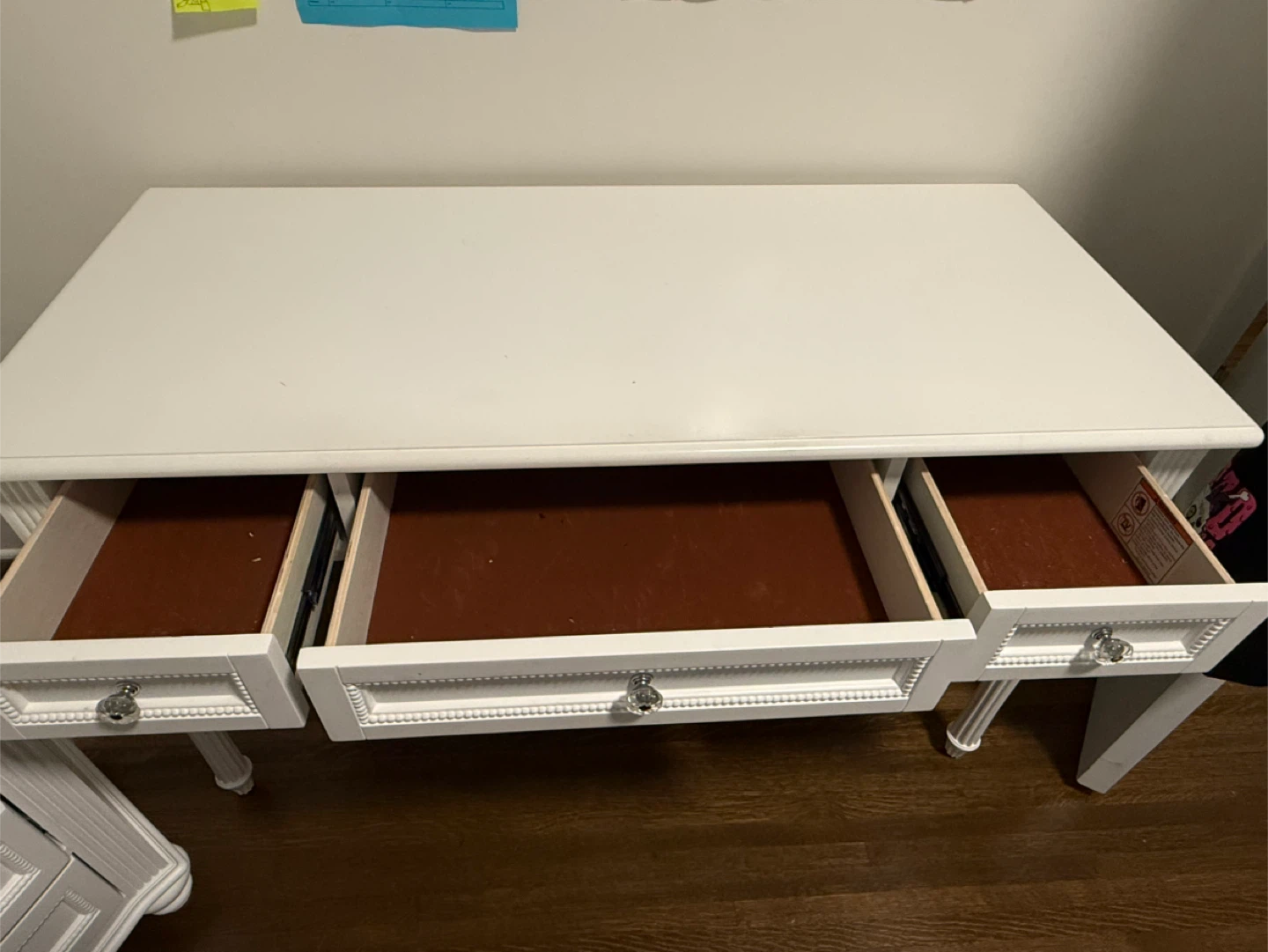 White Vanity Desk with Drawers - photo 3