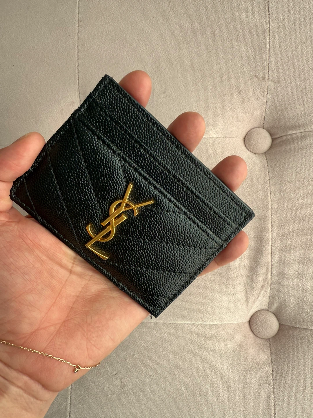 YSL Black Leather Card Holder - photo 3