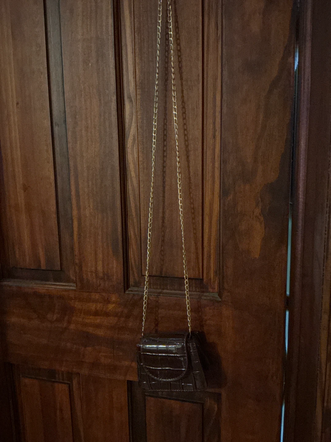 Brown Croc Embossed Mini Chain Bag - photo 3