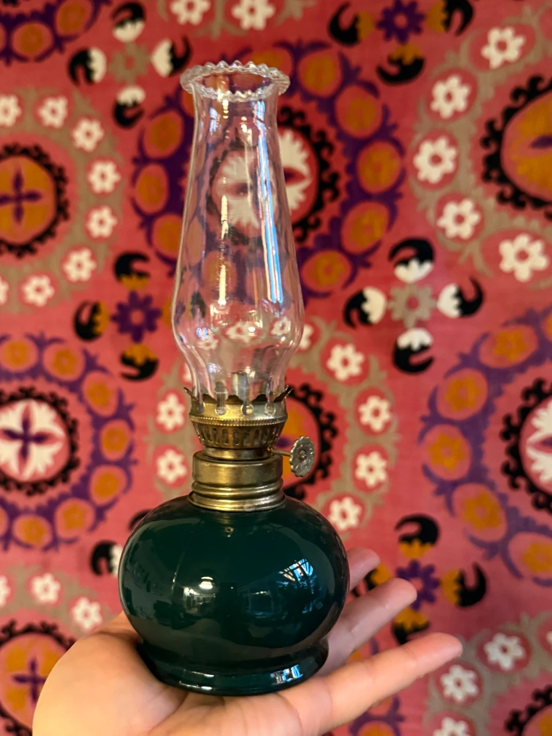 Vintage Green Glass Oil Lamp - New - photo 2