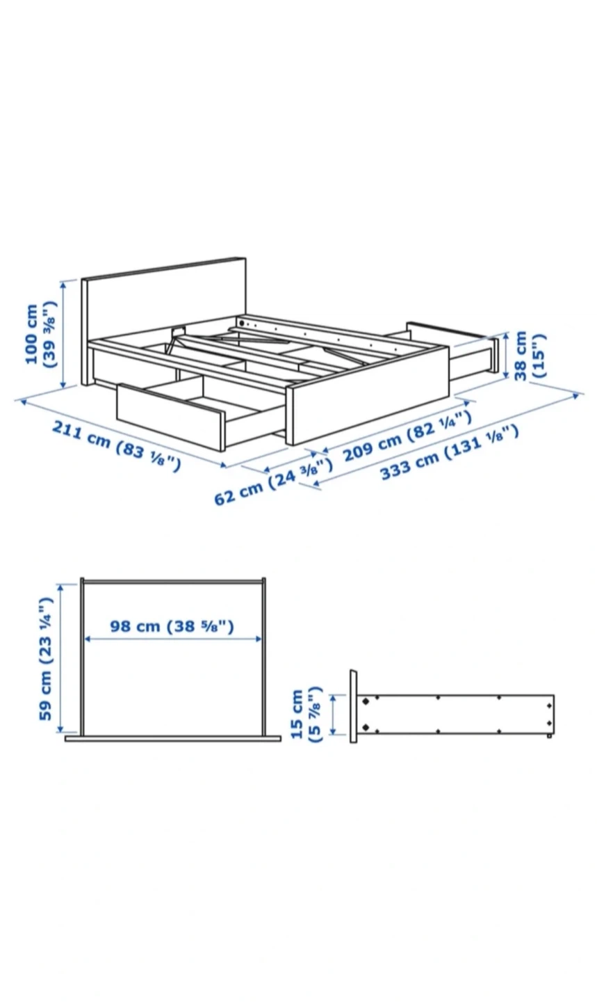 IKEA Malm Bed Frame with Storage - White - photo 5