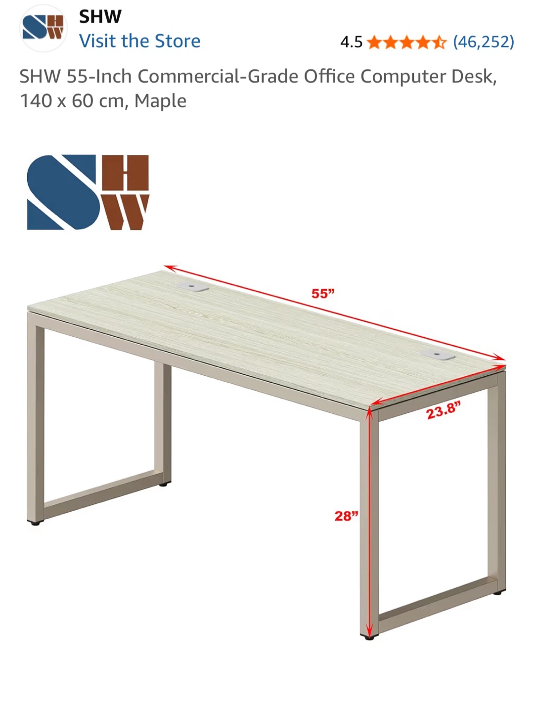 Office Desk, Maple/Light Oak - photo 2