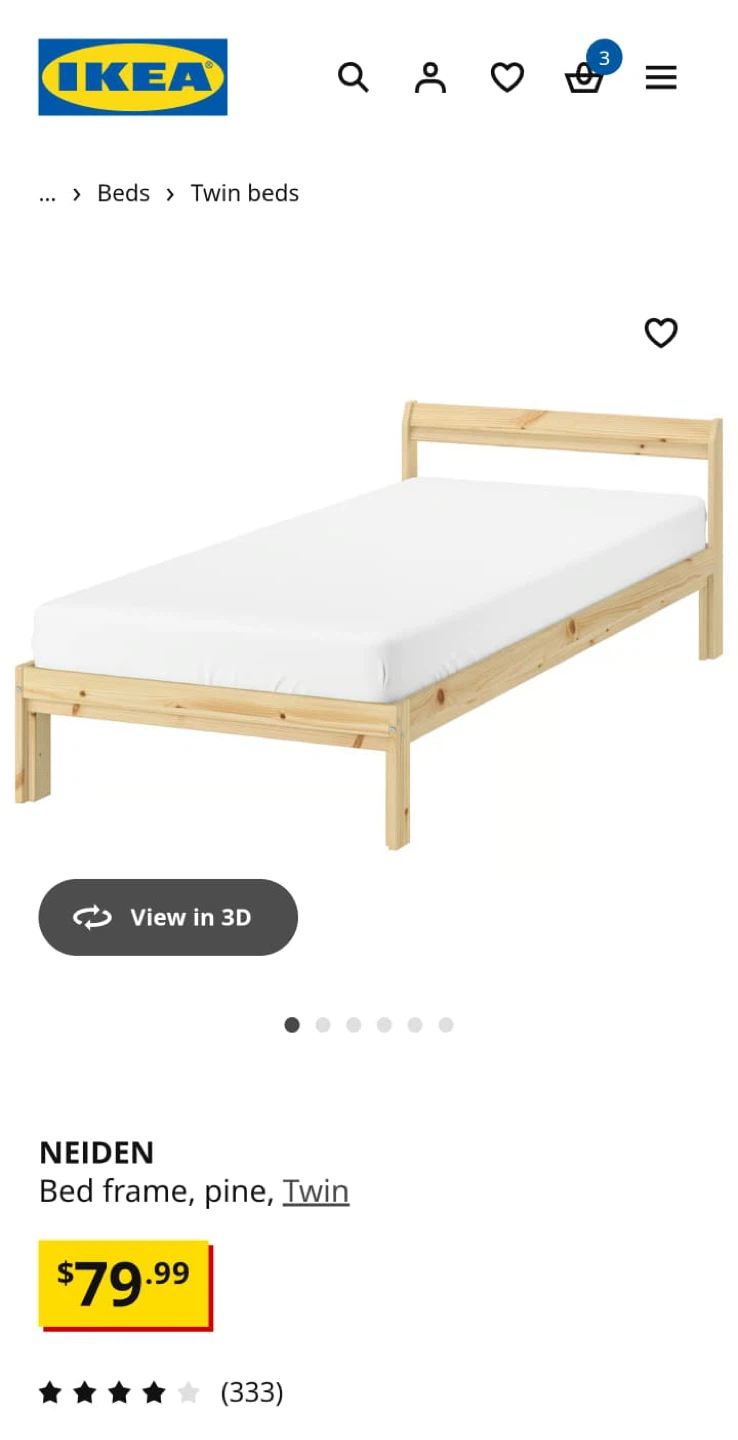 LIKE NEW IKEA Twin Bed Frame+Slats+Mattress