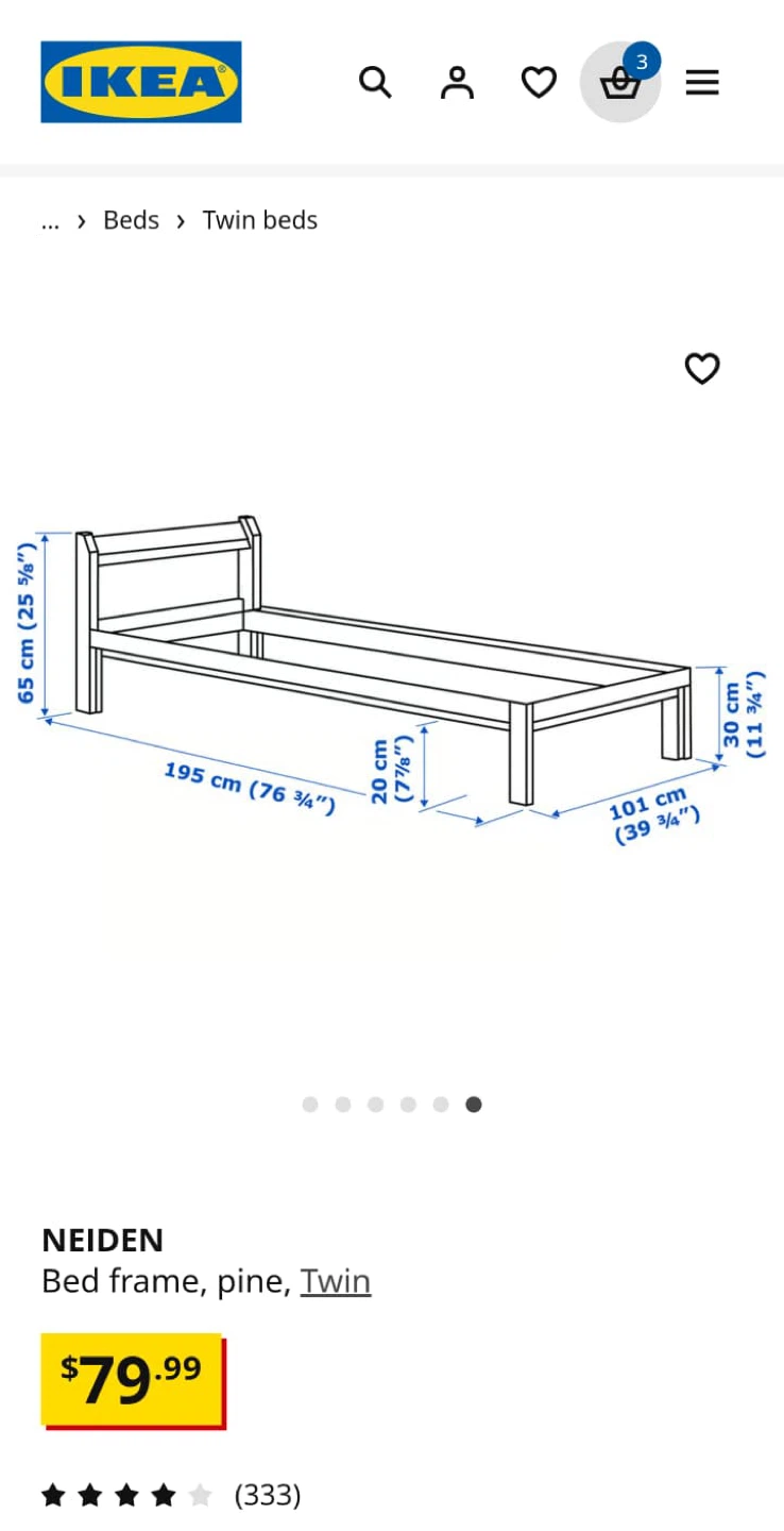 LIKE NEW IKEA Twin Bed Frame+Slats+Mattress - photo 3