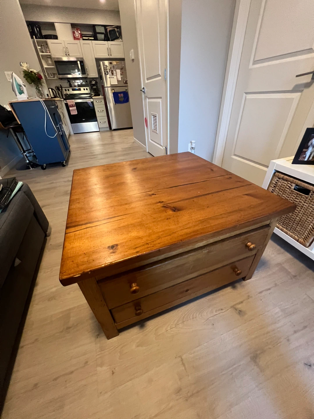 Wooden Coffee Table with Drawers