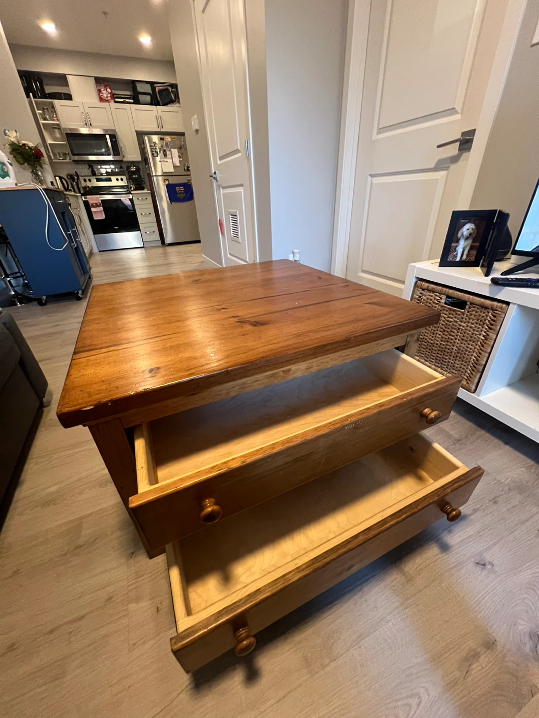 Wooden Coffee Table with Drawers - photo 3