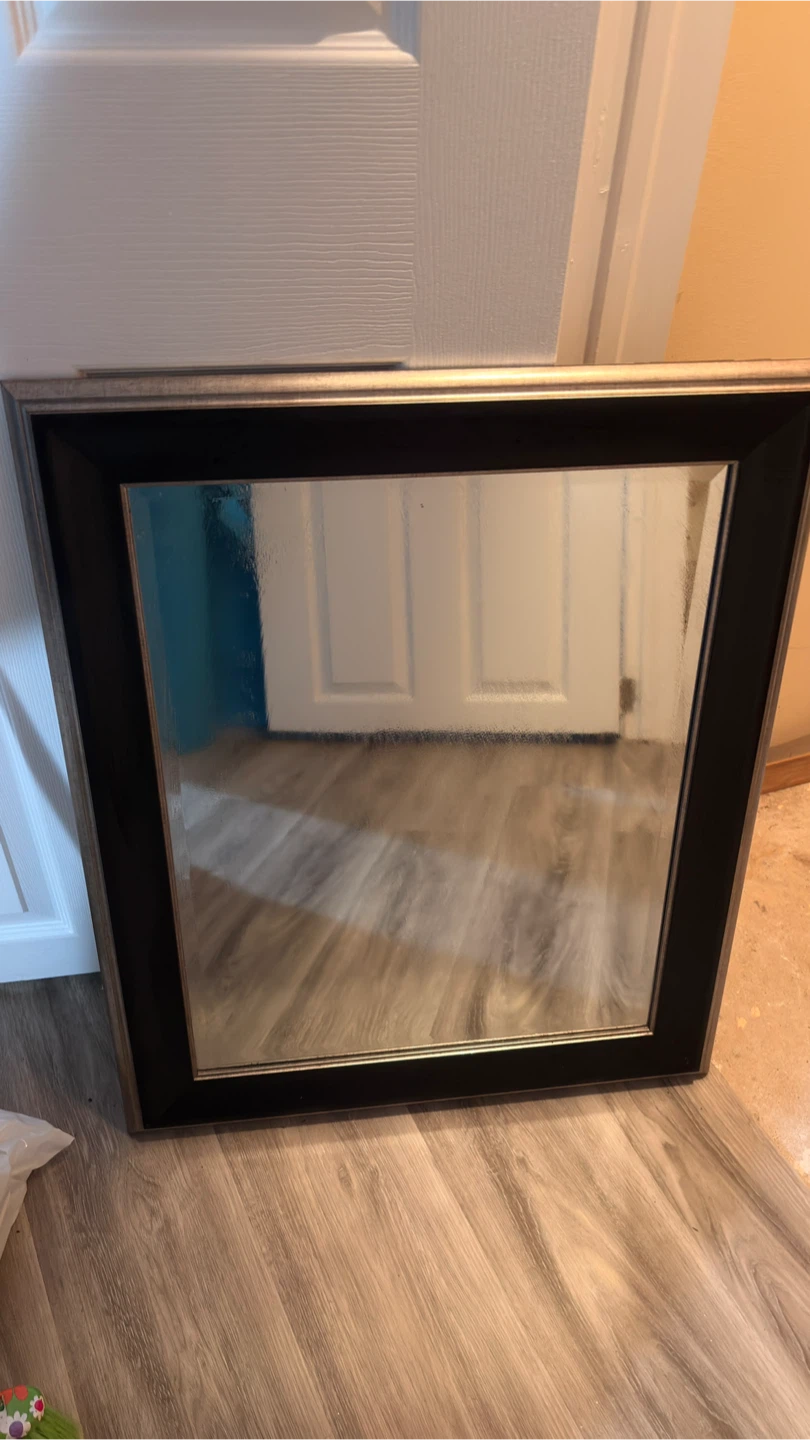 Framed Wall Mirror - Black & Silver