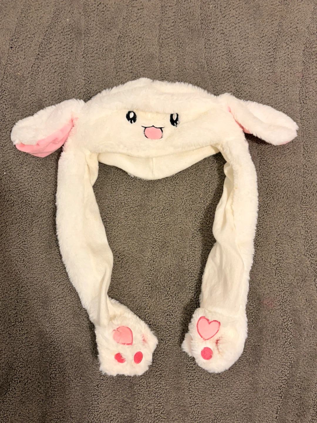 Bunny Hat with Moving Ears - White