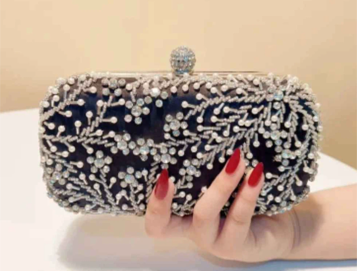 Black Beaded Evening Clutch Bag - photo 2