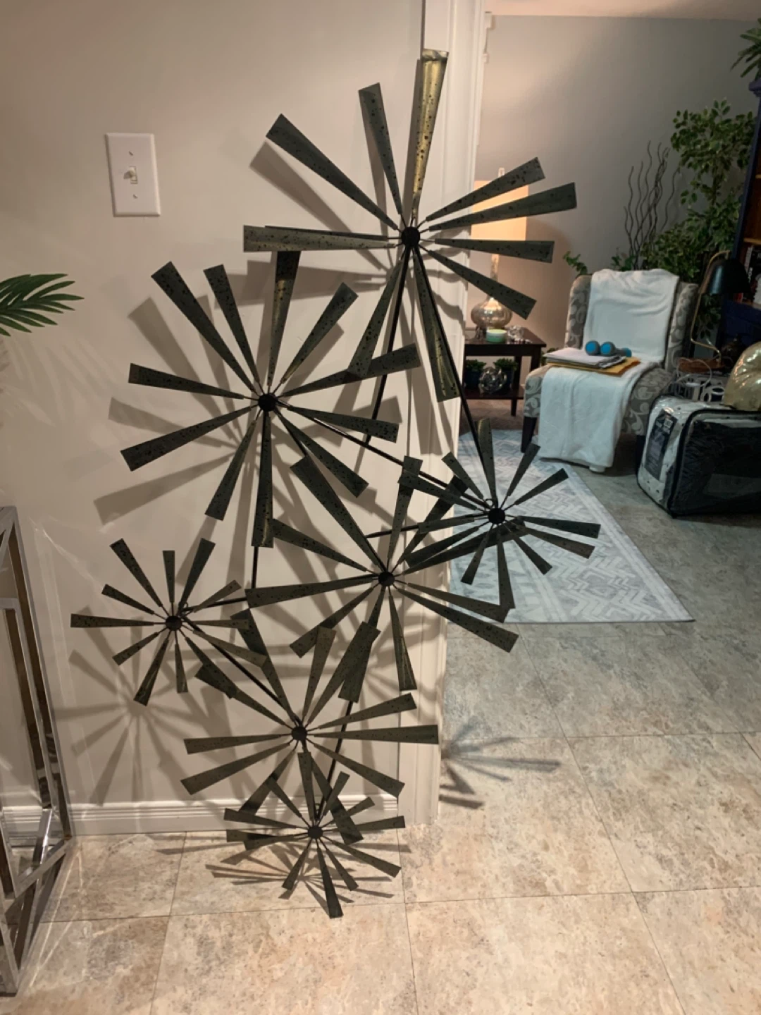 Metal Windmill Wall Art Decor